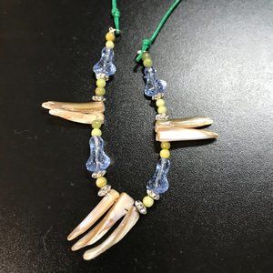 20" long Waxed Cotton beaded necklace